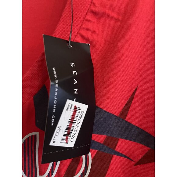 P. Diddy Sean John Red 100% Cotton 2XL Mens V Neck Logo Tshirt EST 1998 NWT - Picture 4 of 15